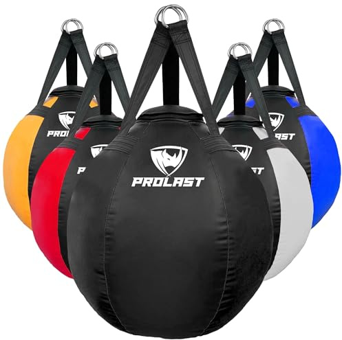 PROLAST Wrecking Ball Heavy Punching Bag for Adults, Hook and Uppercut, Body Snatcher, Boxing, MMA, Muay Thai, Unfilled, 65 lbs, Rhino Black