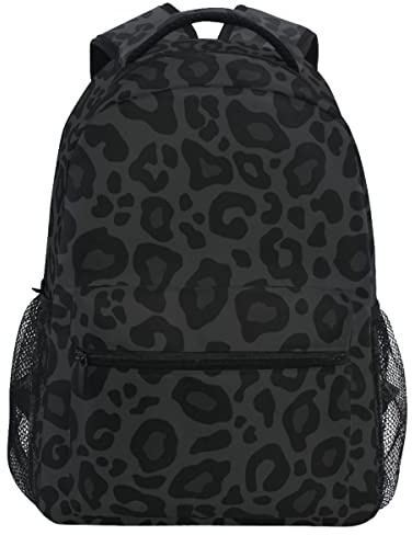 Wamika Rucksack mit Leopardenmuster, für Jungen, Mädchen, Kinder, Schulrucksäcke, Büchertasche, Tagesrucksack, Schwarz, Schwarz Leopard, 11.5 x 8 x 16 IN, Tagesrucksäcke