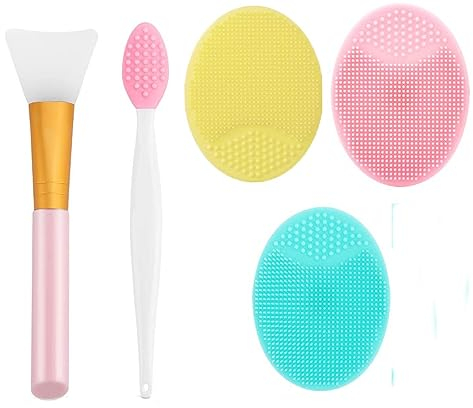 Silikon-manuelle Gesichtsreinigungsbürsten, weiches Silikon-Gesicht Scrubber, 5-teiliges Set Maskenpinsel Gesichtsmassage Bürste für Poren Gesichtsmaske Pinsel Set Mitesserentfernung,Peeling,DIY Maske