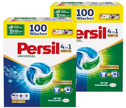 Persil Universal 4in1 DISCS 200 Waschladungen (2x 100WL), Universal Waschmittel mit Tiefenrein Technologie, Vollwaschmittel für reine Wäsche und hygienische Frische für die Maschine
