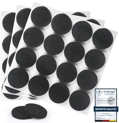 moinkerin 48 stycken filtglidare, självhäftande, 30 mm filttassar för stolar, 5 mm tjocka möbler, filtglider för möbelfötter, stolben, trägolv (svart, 30 mm)