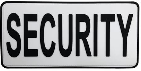 uuKen PVC Security Patch White Background 8×4“ for Vests Jackets Clothing Bags Backpacks Plate Carriers(White Background,L 8×4)