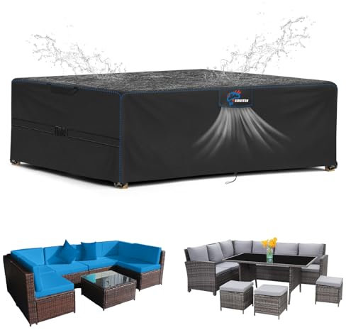 SIRUITON Copertura per mobili da giardino,210x170x74cm,con aperture di ventilazione, impermeabile,antivento,resistente ai raggi UV,antistrappo,420D Oxford, copertura per (210x170x74cm)