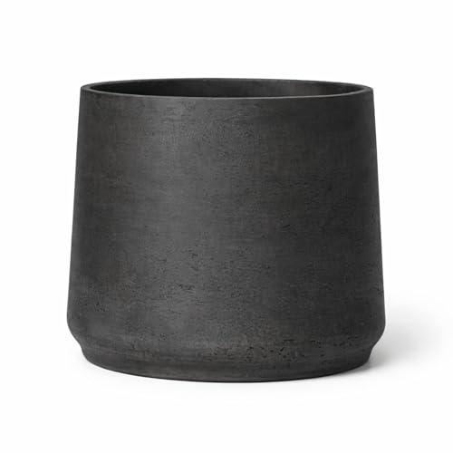 Finestgreen Patt Pflanzgefäß Schwarz XXL | Blumentopf für Innen- und Außenbereich, Frostfest, UV-Beständig, wasserdicht | Blumenkübel Betonoptik