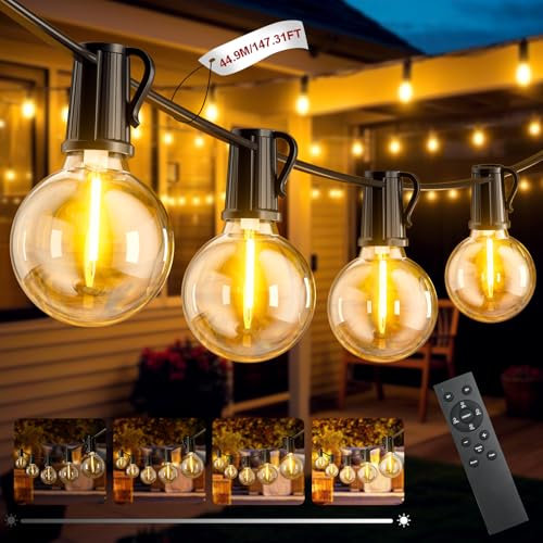 FIFlying Catena Luci da Esterno Giardino 44.9M/147Ft Lampade da Esterno Filo con 65+2 G40 LED Plastica Lampadine IP44 Catena Luminosa Esterno per Giardino Gazebo Terrazzo Campeggio Matrimonio