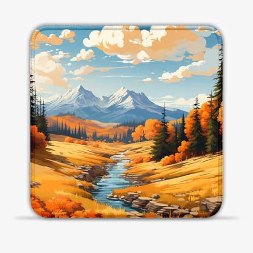 LJSPTU Gaming Mouse Pad forest stream Portable (8-inch Heat-Resistant Stitched Edges Non-Slip Base 360° Smooth Tracking for Esports, Compact for Travel Gaming Setup