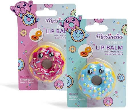 MARTINELIA – Baume à Lèvres Donut Pour Enfant – Soin Des Lèvres Gourmand Pour Petite Fille – Cadeau Fille - Modèle Aléatoire (Fraise, Vanille) - 1 Unité