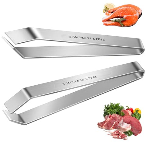 MOLIMOLI Pinza per Ossa e Set di pinzette da Cucina, in Acciaio Inox 2 Pezzi, a Spina Pesce Cucina Pesce, Pollo, Anatra, 12cm - Pinze pratiche Rimuovere i peli ossei