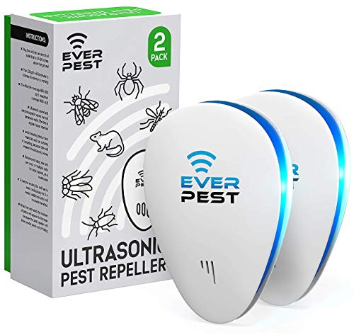 Ultrasonic Pest Control Repeller - Repel Rodents, Ants, Cockroaches Get Rid, Bed Bugs, Mosquitos, Flies, Spiders, Squirrel Bats - Eco-Friendly Safe for Humans - 2 Pack