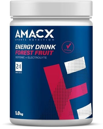 AMACX Energy Drink in Polvere per Sport di Resistenza – Iso Drink con Elettroliti – 1kg – Polvere Elettrolitica con Glucosio e Fruttosio – Iso Drink senza Additivi Artificiali (1kg, Frutti di Bosco)