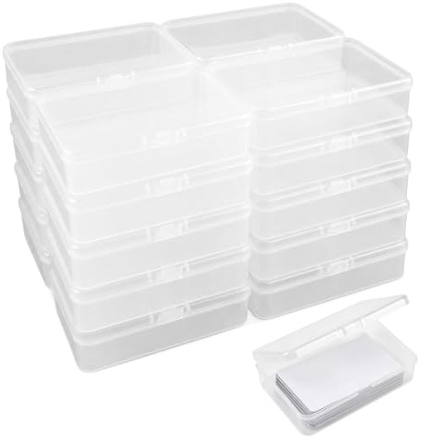 Minshulan Trading transparent spelkortslåda av plast | 16 stycken, med lock, 9,5 x 6,5 x 2,5 cm, tomt fodral för kortförvaring