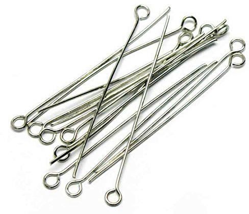 Perlin 250 Kettelstifte Nietstifte Mit Öse 50mm x 0,7mm Versilbert Ösenstifte Kopfstifte Perlenstifte Altsilber Prismenstifte M302