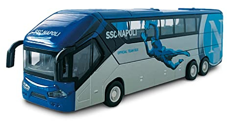 MONDO Motors – Pullman S.S.S.C Napoli Modelo de Juguete – Autobús con retrocarga Embrague Pull Back – Color Blanco Azul – 51215