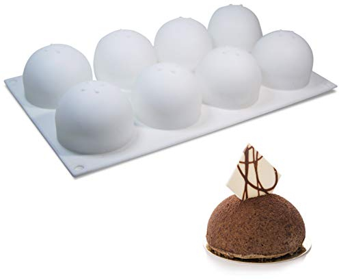 Stampi in silicone sfera 3D Stampi sferici per dessert Stampo da forno per torta mousse rotondo Stampo per torta per tartufi Chocolate Globe Jelly Ball Pasticceria Gelato Bombe Popsicle 8 Cavità