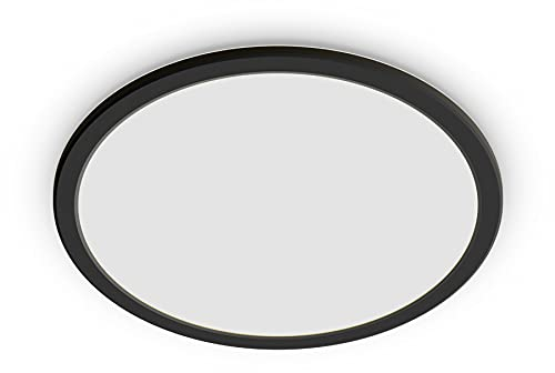 Philips - Plafón Philips Superslim, lámpara LED de techo funcional, color negro, luz blanca cálida regulable, 27K - 15W