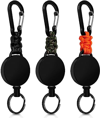 Llavero retractil 3 piezas llavero extensible retractil, llavero extensible con cuerda de acero extensible de 60 cm soporte para tarjetas de identificación extensible con mosquetón