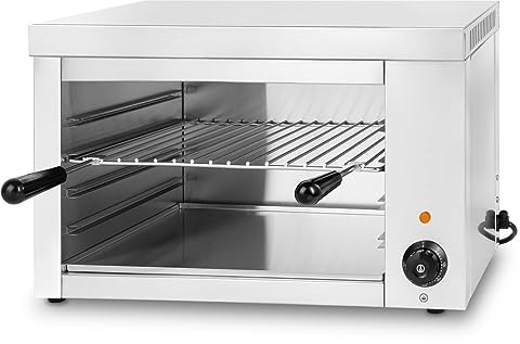 VERTES Gril Salamandre, Hauteur 390 mm, Réglable de 0 à 300°C, 2200 W Four Gastronomique pour Gratiner, Cuire, Caraméliser et Maintenir au chaud les aliments, Boîtier en acier inoxydable, Multigrill