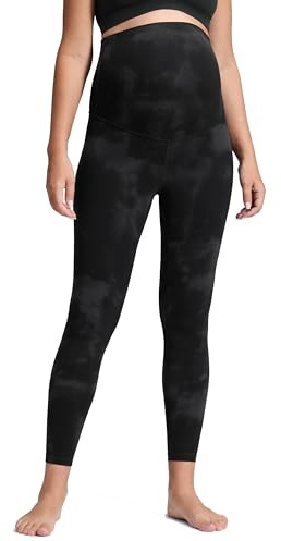 CRZ YOGA Butterluxe Maternity Leggings 25 - Over The Belly Buttery Soft Workout Activewear Yoga Womens Pregnancy Pants Black Tie Dye Flowers Medium