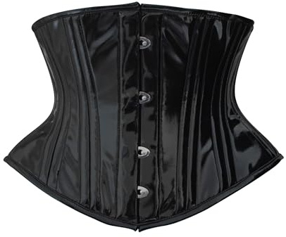 Hi-GERMANWEARS Hourglass figur Delight: Kvinnor tung dubbel stålbenad PVC underbust korsett för midjeträning och formning, svart, 5XL
