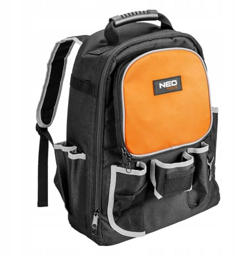 NEO TOOLS Werkzeugrucksack I 32 Taschen für Zubehör | Modular Werkzeugrucksack, leer, 430 x 330 x 155 mm | Polyster Werkzeugrucksack | Werkzeug-Rucksack