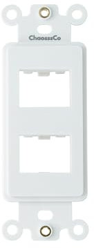 ChaosssCo 2-Port Decorator Insert with Nut, Wall Plate Adapter for HDMI, Keystone, Ethernet (White, 1 Pack)