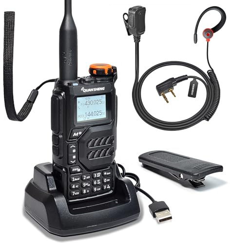 Quansheng UV-K5 VHF UHF Bärbar Walkie Talkie Uppladdningsbar tvåvägsradio för studio/utomhus/bil（Med rött G-format headset）
