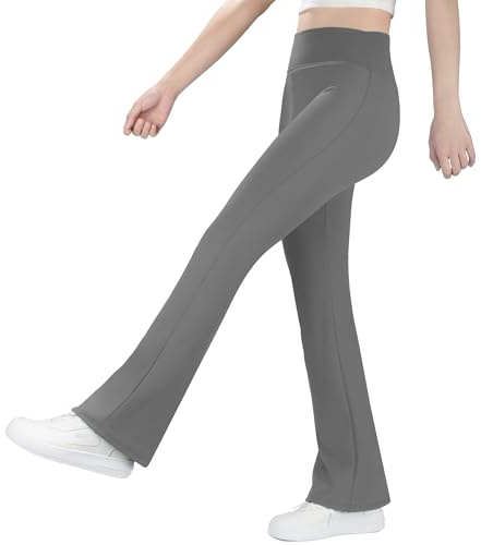 BIG ELEPHANT Leggings Acampanados Forrados en Felpa para Niñas – Pantalones Deportivos de Cintura Alta para Niñas