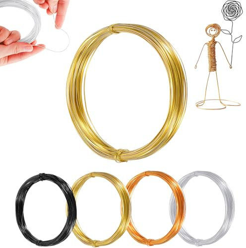 18 Gauge 1mm Aluminum Craft Wire 165 Feet,Gold Bendable Sculpting Metal Wire,Metal Crafting Wire for Sculpting,Wreath Craft,Floral Making,Jewelry Making,Weaving and Wrapping Gold Wires