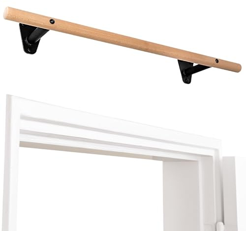 PULLUP & DIP Barre de traction en bois – Barre en hêtre à fixer au mur au-dessus d’un cadre de porte – Barre 40 mm pour tractions & renforcement de la prise – Barre de traction murale pour home gym