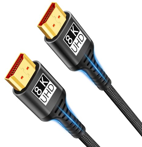 Kryoza Cavo HDMI 1 Metri 2.1,Cavo HDMI 1m 8K@60Hz 4K@120Hz 7680P Ultra High Speed Supporta HDR10 3D eARC HDCP2.2&2.3,Compatibile con PS5/4 X-Box/HDTV/Blu-ray Player/Proiettore/Monitor/PC