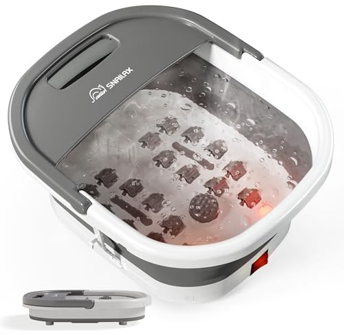 Snailax Heated Foot Spa Massager with Vibration, Bubble & Constant Warmth, Foldable Electric Foot Bath for Relaxation, Gifts for Women Men