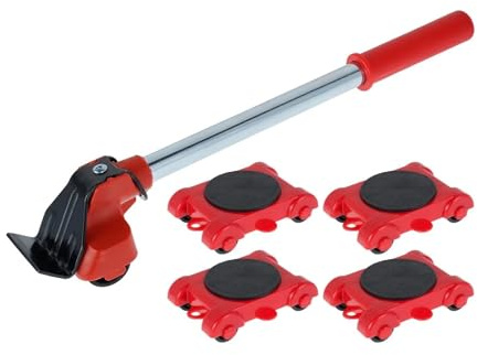 5Pcs Furniture Moving Transport Roller Set Heavy Duty Lifter Appliance Mover Sliders(Burgundy)