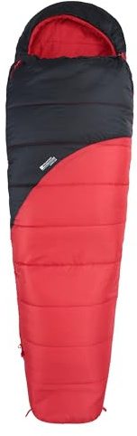 Mountain Warehouse Summit 400 Sac de couchage momie pour l'hiver Camping Rouge chaud Fermeture éclair pour gaucher Longueur normale 200 cm