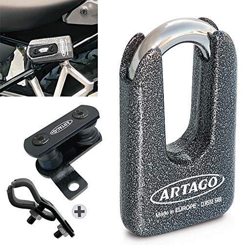 Artago 69T5 Pack Bremsscheibenschloss Diebstahlsicherung Hohe Sicherheit + Halterung für Ducati Monster Diavel, Homologiert SRA, Sold Secure Gold, ART4