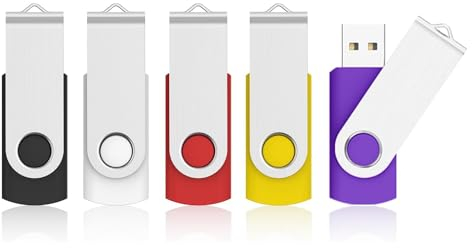 KOOTION Cle USB 64 Go Lot 5 Clé USB 2.0 Flash Drive, Clef USB 64go avec Stockage Disque Mémoire Stick pour Ordinateurs Windows, PC, Mac (Bleu Noir Rouge Blanc Jaune)