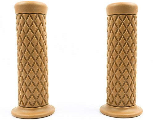 SFONIA 2pz Manopole Manubrio Moto Impugnatura 22MM 7/8 Gomma Antiscivolo Universale per Moto Scooter Quad Cruiser Off Road (Marrone Giallo)