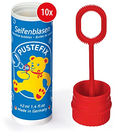 PUSTEFIX Seifenblasen Set I 10 x Klassik 42ml I Bunte Rainbow Bubbles Made in Germany I Seifenblasen für Hochzeit, Kindergeburtstag, Standesamt, Polterabend I 10 x 42 ml Vorteilspack