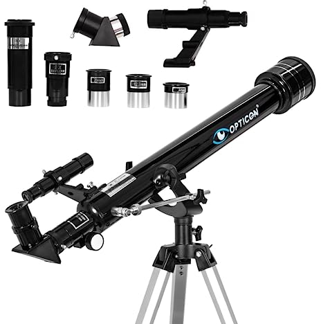 OPTICON - Teleskop Phobos I Vergrößerung 262x I Durchmesser 60 mm I Brennweite 700 mm I Barlowlinse 2X I für Anfänger und Fortgeschrittene I Umfangreichem Zubehör