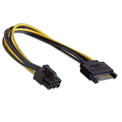 Bolwins K26S SATA auf 6 Pin PCI Express Stromkabel Adapter – 15cm Netzteilkabel für Grafikkarten, PCIe SATA Power Kabel für PC