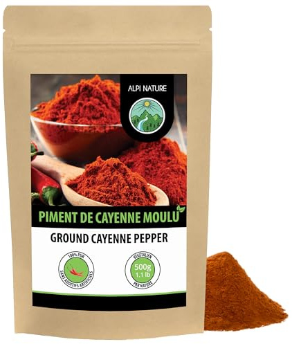 Alpi Nature Cayenne Pepper Powder 500g 1.1 lb, Ground Cayenne Chilli Pepper, Hot Chilli Powder