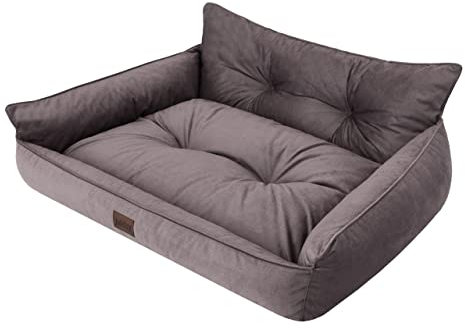 Hundbädd, husdjurssäng, hundsäng, quiltad hundkudde, säng, soffa, hundmadrass, djursäng, hundsoffa, hundmadrass, brun, Fancy, XL - 82 x 63 cm
