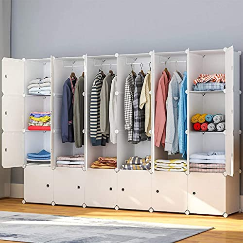 HOMIDEC Armadio armadio a 24 cubi portatile, scaffale di stoccaggio, armadio, con 35 x 45 cm, scomparti più profondi, Bianco (FYFR-B24)