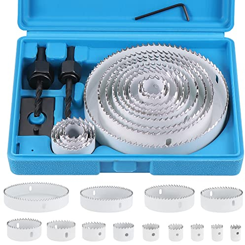 Knpwer 20 Stück Lochsägen Set, Bohrkrone, Karbonstahl,19-127 mm Lochsägenschneider Set,Downlights, Bohrer-Bits