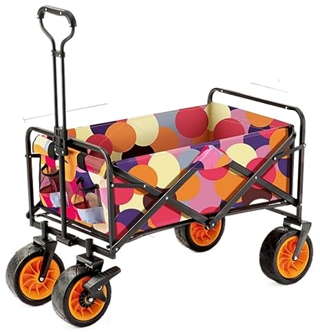 IRYZE Bollerwagen Faltbar Klappbarer Gartenwagen, Robuster Wagen, Einkaufswagen Für Outdoor, Camping, Strand, Zugwagen Mit 4 Rädern Gartenwagen