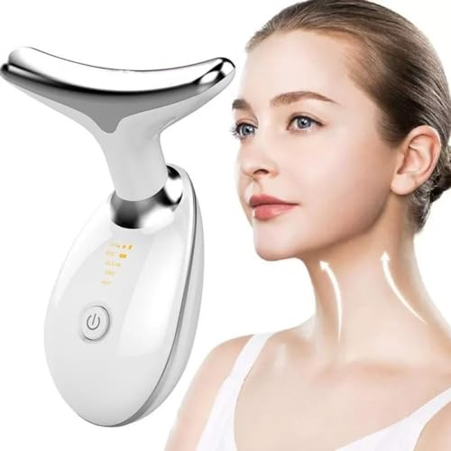 Massaggiatore Viso Lifting Antirughe Elettrico,DOCOCO Dispositivo di Bellezza con 3 Modi LED a 45°C con Microcorrente per Rughe, Massaggio Viso EMS Gua Sha per Viso e Collo