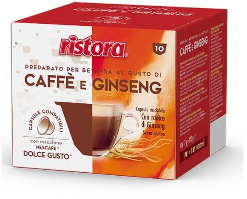 40 Capsule Caffé compatibile con Nescafè Dolce Gusto RISTORA CAFFE E GINSENG Bevanda Solubile per Macchine Nescafé a capsule compatibile con Dolce Gusto -