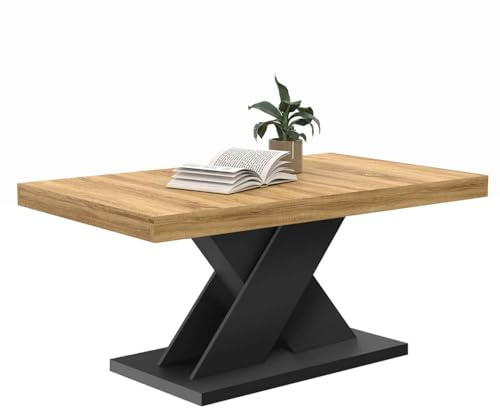 IDMarket - Table Basse Alicia Plateau Bois et Pied X Noir