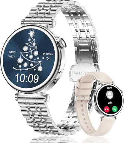CIVO Smartwatch Donna Orologio Chiamate: Whatsapp Bluetooth Compatibile Android iOS - Fitness Sport Tracker Contapassi - Pressione Sanguigna Misura Smart Watch Argento