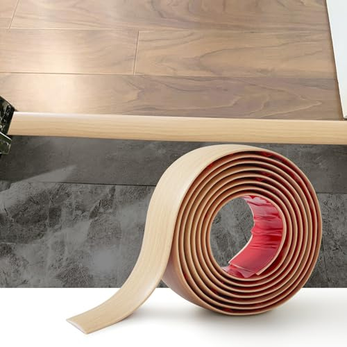 Zayejod 2M PVC Floor Transition Strip Self Adhesive，Beige Oak Grain 5CM | Vinyl Flat Floor Divider Strip Carpet Cover Strips Laminate Threshold Flooring Edge Trim for Joining Floor Tiles Gap Door Bar