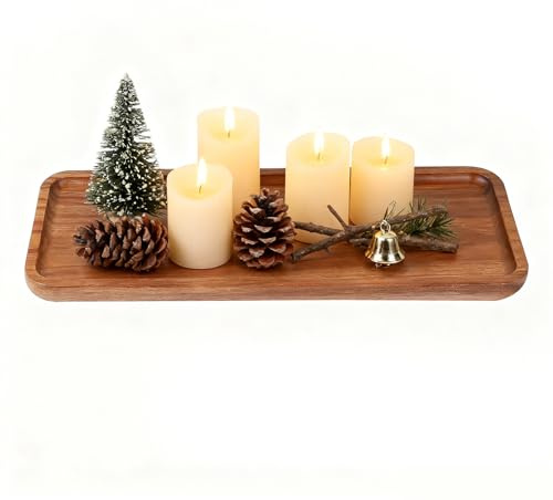 EXLECO 30 x 12 cm Vassoio Legno Rettangolare Vassoi Decorativo in Legno di Acacacia, Piatto Portata per Snack Frutta Piccolo Vassoio Torte Piatti Caffè Portata, Piccolo Dessert Vintage Piatt Formaggio